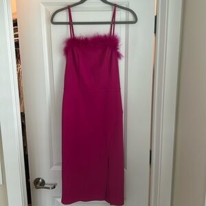 Hot pink crystal sky slit dress size medium